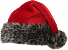 Kerstmuts pluche deluxe panterlook  KM5750