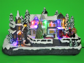 Kerstdorp met draaiende kerstboom - LED - Muziek  KH5096