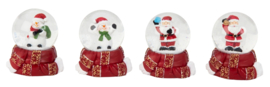 Waterballen van glas - 2 x kerstman 2 x sneeuwman - H=6,3cm  KF0300