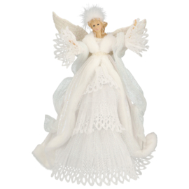 Engel / Kerstfee van porselein met verlichting - H=40cm - White -  B/O   KV7130