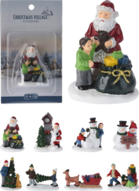 Set van 8 stuks - Kerstdorp Figuren - H=6cm - Christmas Village  KH3800