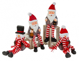 2 x Kerstmannen 2 x Sneeuwmannen met bungelbenen - H=18cm  KD0185