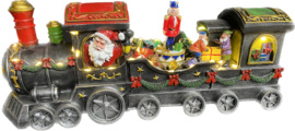 Kersttrein met kerstman en kado's - draaiende notenkraker - Led - muziek - B/O  KH7050