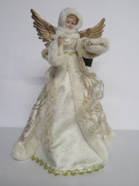 Engel van porselein - 40x10x30cm - Ivory/Gold  KV7155