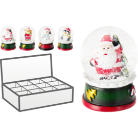 Set van 4 stuks - Waterballen van glas - 4 assortie kerstfiguren H=7cm  KF0400