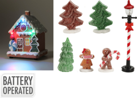 Snoephuis met 7 figuren + ledverlichting B/O  KH0600