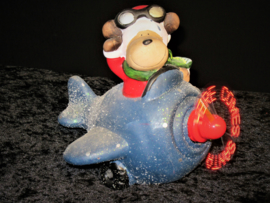 Vliegtuig - Merry Christmas - Keramiek - LED - Beweging - 3ass - B/O  KD3000