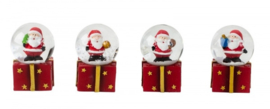 Waterbal - Sneeuwbol - Kerstman op pakje met ledverlichting - set van 4 stuks  KF1500