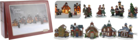 Kerstdorp - met verlichting - 9 delig - incl. 4 kerstfiguren  KH0330