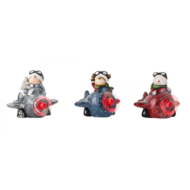 Vliegtuig - Merry Christmas - Keramiek - LED - Beweging - 3ass - B/O  KD3000
