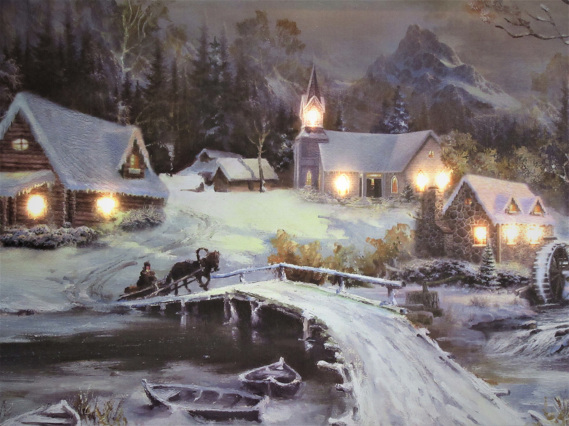 Schilderij met verlichting - bij rivier - 9 LED - x 40 cm - KW2060 | Schilderijen met verlichting | kersthuisjebestellen