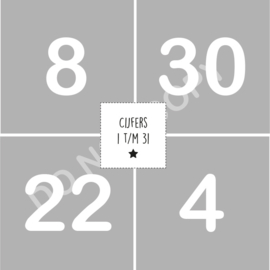 Cijfers 1 t/m 31 - 4,9 cm BASIC grey