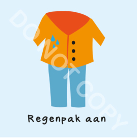 Regenpak aan (M)