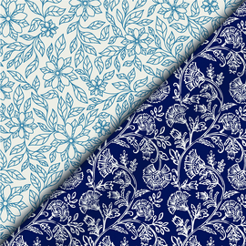 Double gauze stepped blauw ecru