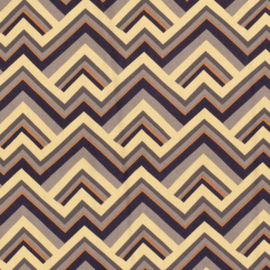 Viscose zigzag blauw beige