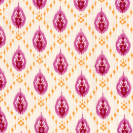 Double gauze stepped fuchsia okergeel