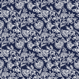 Double gauze stepped blauw ecru