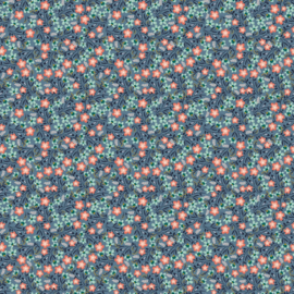 Jeanskleur kleine bloemetjes