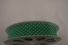 Biais groen met witte bolletjes - 20 mm
