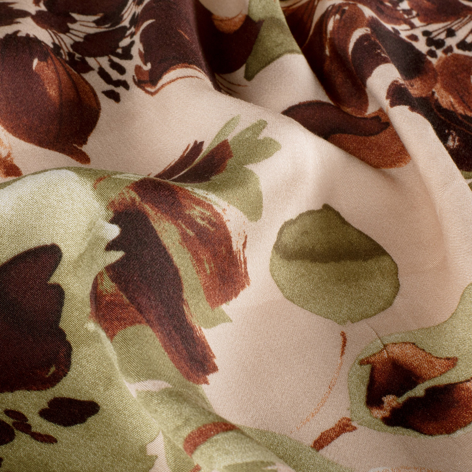 Viscose satin kaki bordeaux