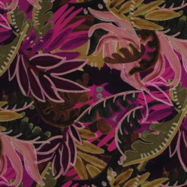 Katoenviscose blad groen roze