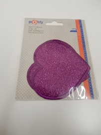 Knielap hartje paars bling