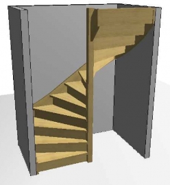 Vuren spiltrap met afloopboom (rechtsdraaiend)