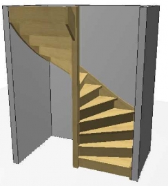 Vuren spiltrap met afloopboom (linksdraaiend)