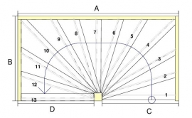 Vuren spiltrap (linksdraaiend)