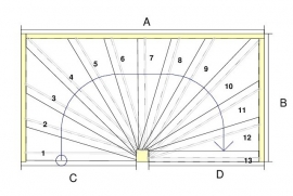 Vuren spiltrap (rechtsdraaiend)