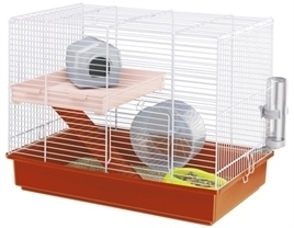 FERPLAST hamsterkooi duo wit / oranje 46X29,5X37,5 CM