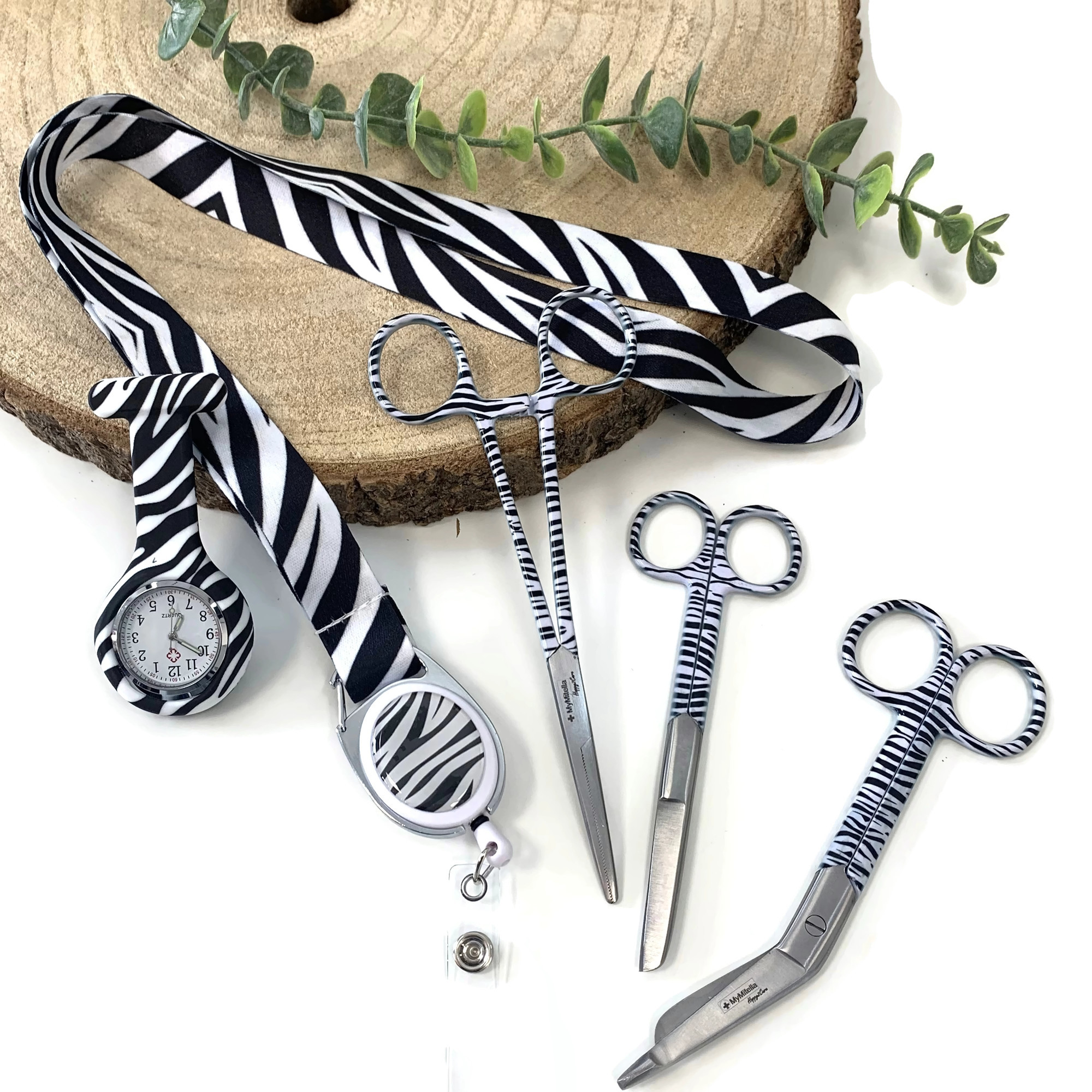 Scharenset zorg Zebra (Kocher - verpleegkundige schaar & verbandschaar)