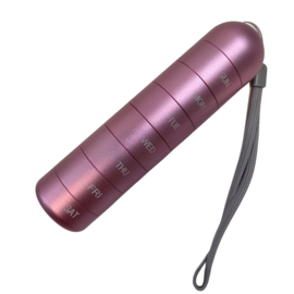 Waterdicht - 7-dagen Pillendoos - metaal schroefdraad robuust ROZE