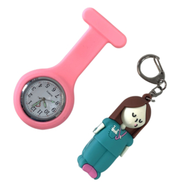 Zorgprofessional setje - Horloge + ampulopener - Roze