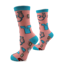 Happy2Wear Zorgsokken Scrubs Aqua/ Pink