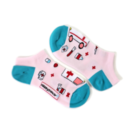 Happy2Wear verpleegkundige ENKEL sokken - Pink Medicine