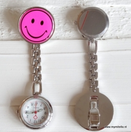 Verpleegstershorloge Metal Smile Pink