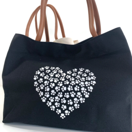 Canvas Schoudertas DIERZORG - shopper Zwart HART