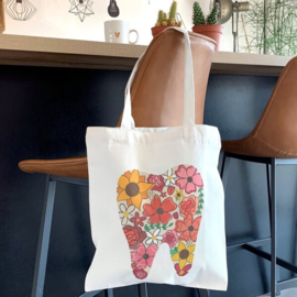 Dental tas textiel - Kies bloemen - Rood