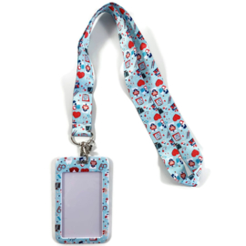 Keycord & pas houder verticaal - Medische print Blauw