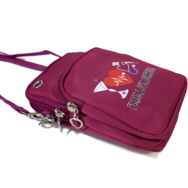 Telefoontasje & schoudertasje - Peace Love Nursing - Cerise