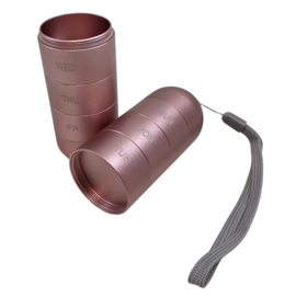 Waterdicht - 7-dagen Pillendoos - metaal schroefdraad robuust KOPER-ROSE