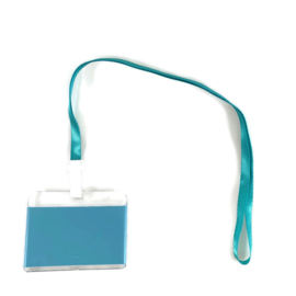 Acryl Pashouder / badgeholder + Lanyard - Lichtblauw
