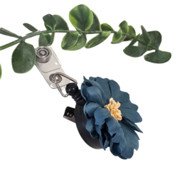 Flower Textiel - Jojo - trekkoord voor badge of sleutel Petrol