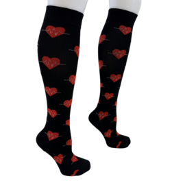 Compressie kousen Heart & pulse (Zwart - Rood - Wit)