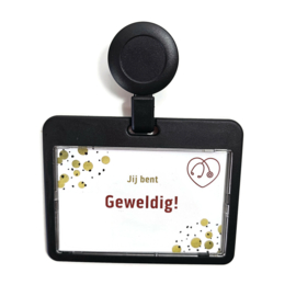 Badge + zipper Zwart