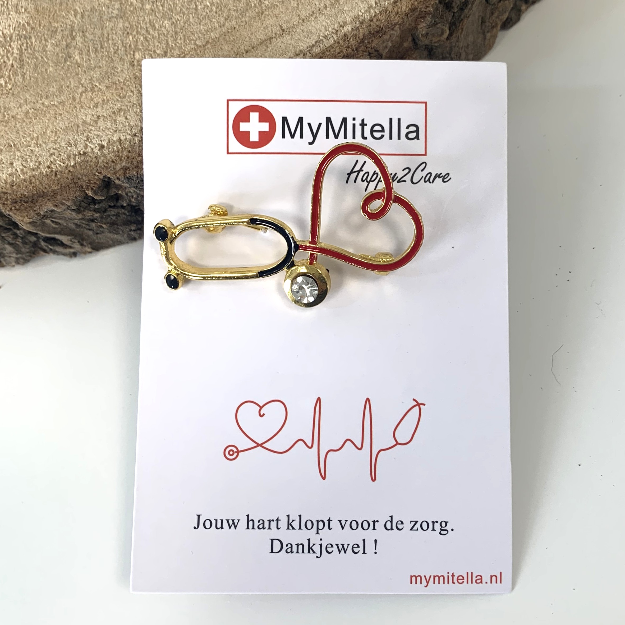 Speldje hart voor de zorg - dankjewel! - Stethoscoop - Zirconia