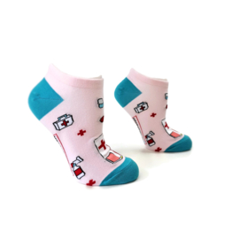 Happy2Wear verpleegkundige ENKEL sokken - pink medicine