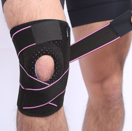Knie Brace Topline strings + gel pelotte zwart/Roze