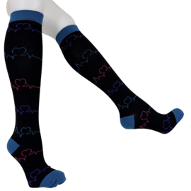 Compressie kousen Heart & Pulse ( blauw-zwart)